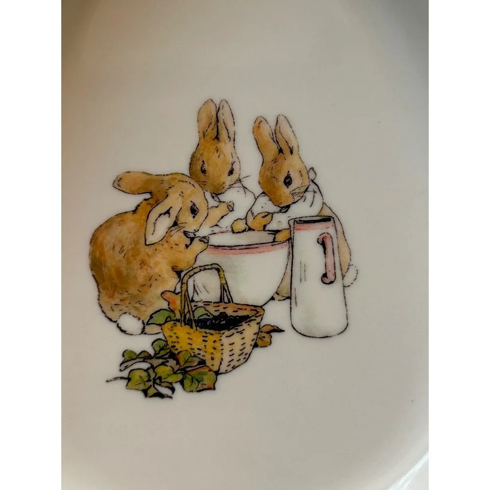 Pottery Barn Kids Beatrix Potter Bunny Egg Dish Set 2 Pastel Green‎